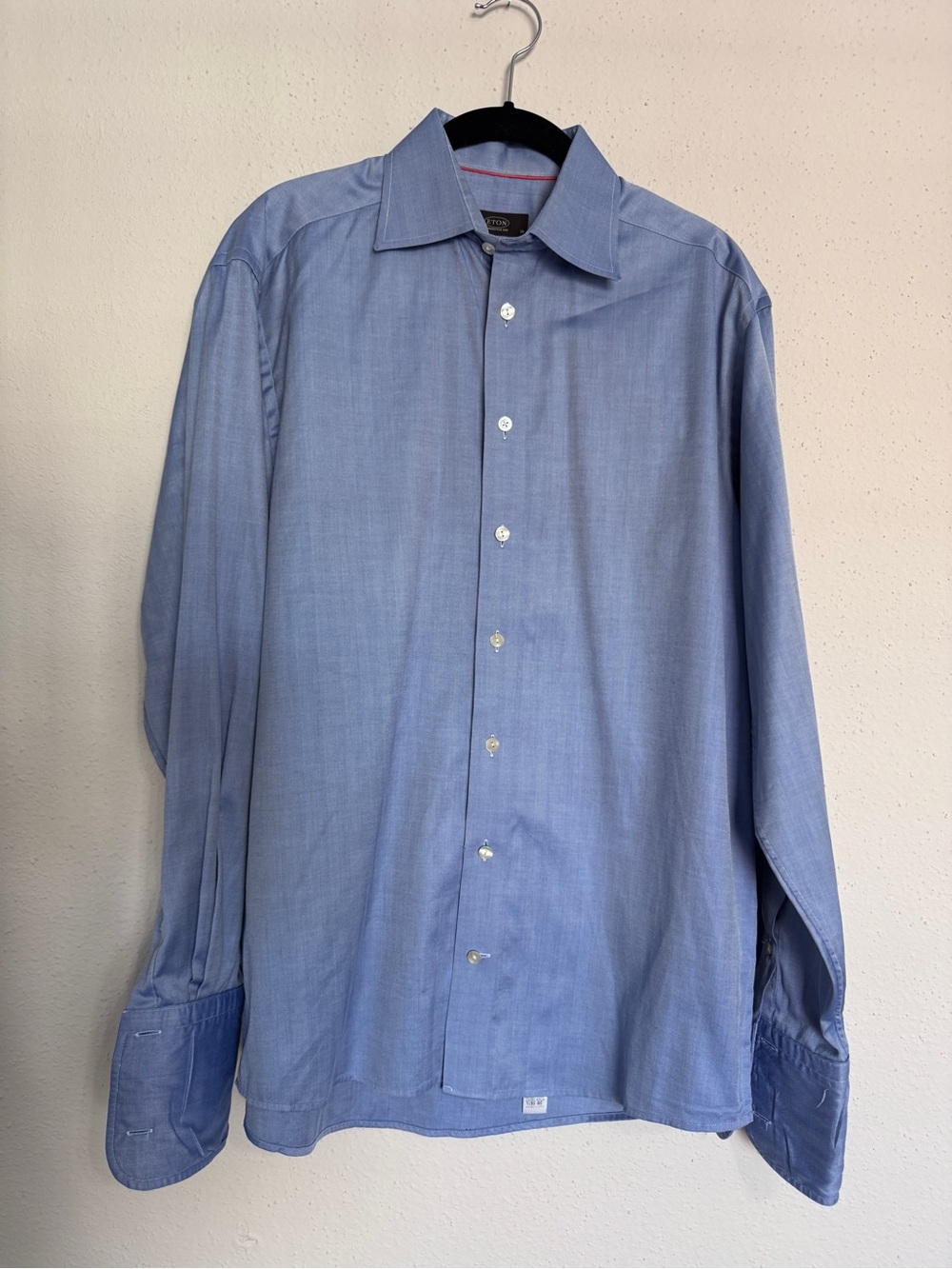 ETON Ganghester Men’s Size 15.5 39 Blue Long Sleeve French Cuff Dress Shirt